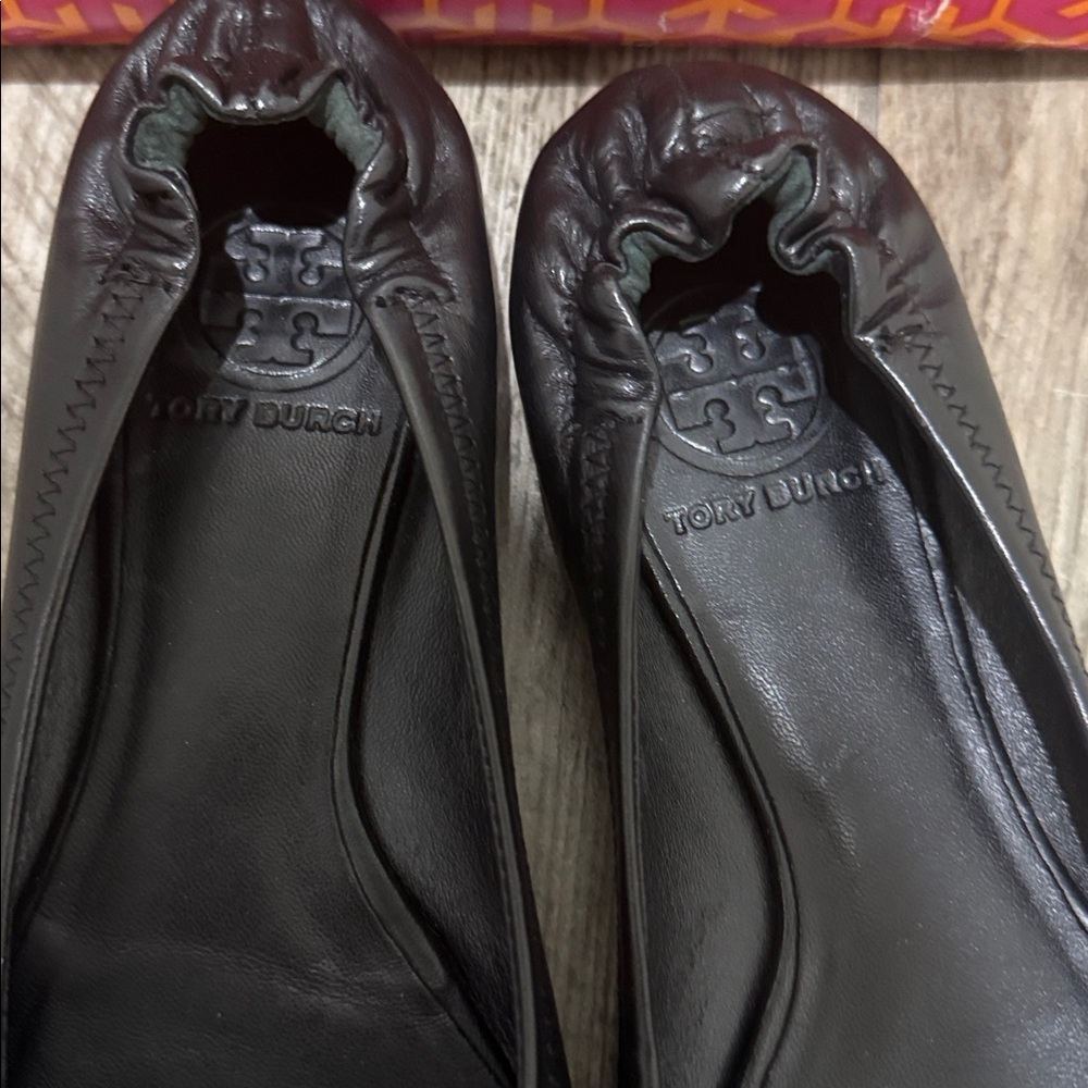 Tory Burch Leather Reva Ballet Flats with Gold Accent - Picture 8 of 10